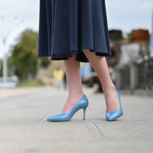 Туфлі човники SITELLE Kristi 70мм лазурово-блакитні шкіряні