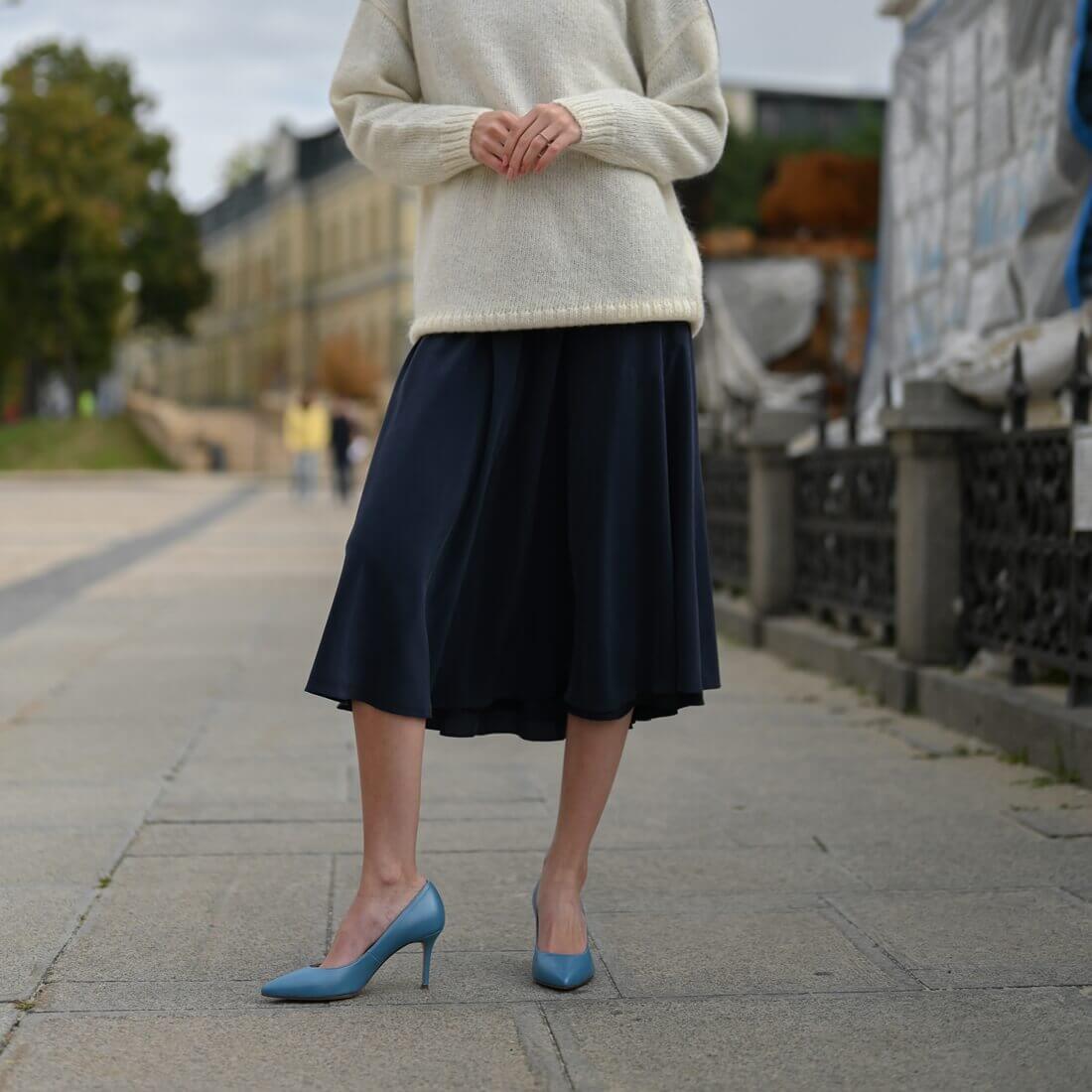 Туфлі човники SITELLE Kristi 70мм лазурово-блакитні шкіряні — фото 3