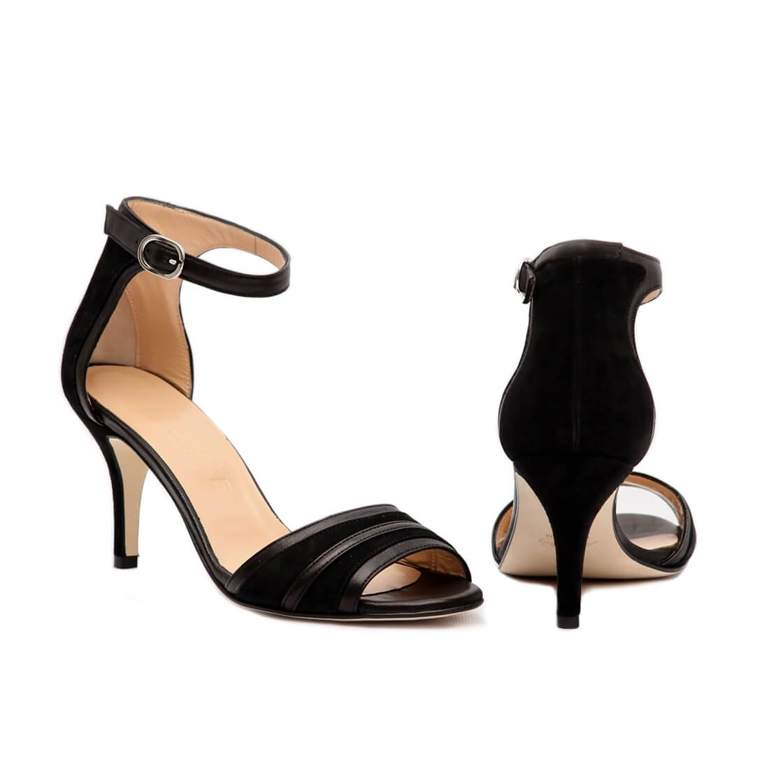 Босоножки SITELLE Kira 70мм черные замшевые — фото 4