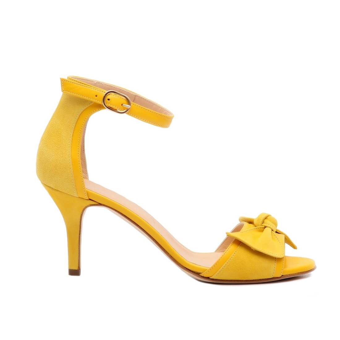 Босоножки SITELLE Kira 70мм желтые замшевые — фото 1