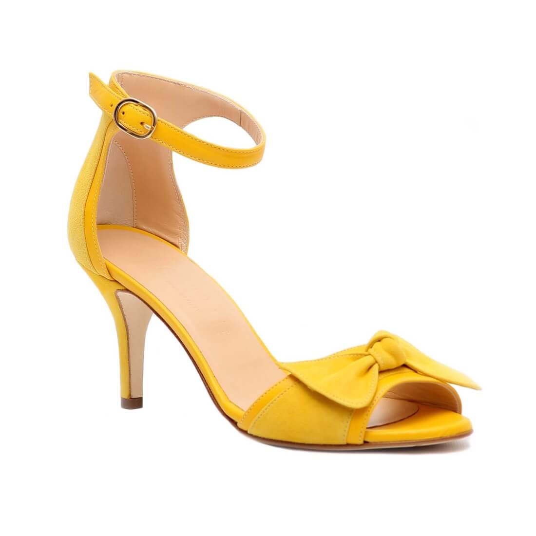 Босоножки SITELLE Kira 70мм желтые замшевые — фото 3