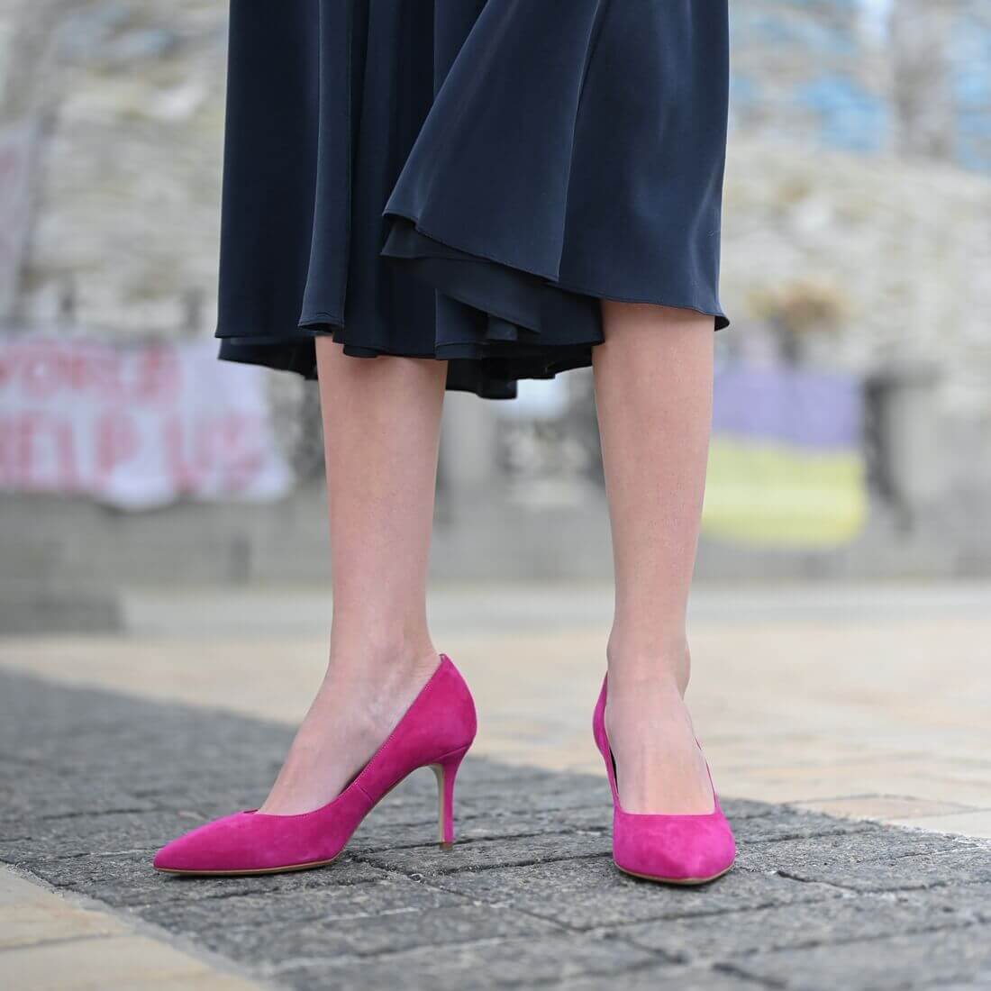 Туфлі човники SITELLE Kristi 70мм рожева фуксія замшеві — фото 1