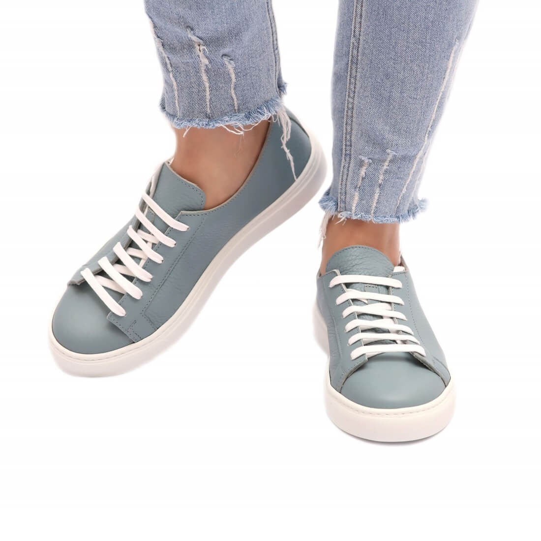 Кеди SITELLE Lana сіро-блакитні шкіряні — фото 1