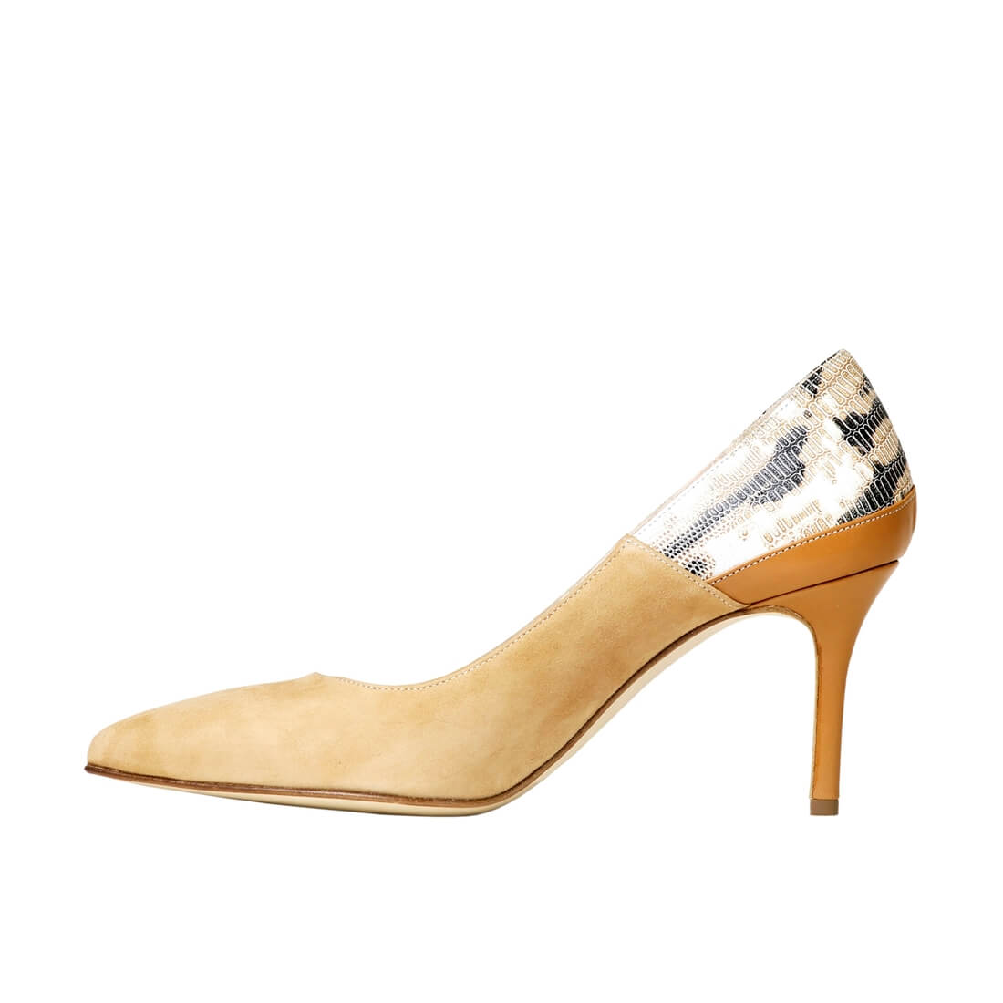 Emma Pumps Beige Suede Python 70 — photo 7