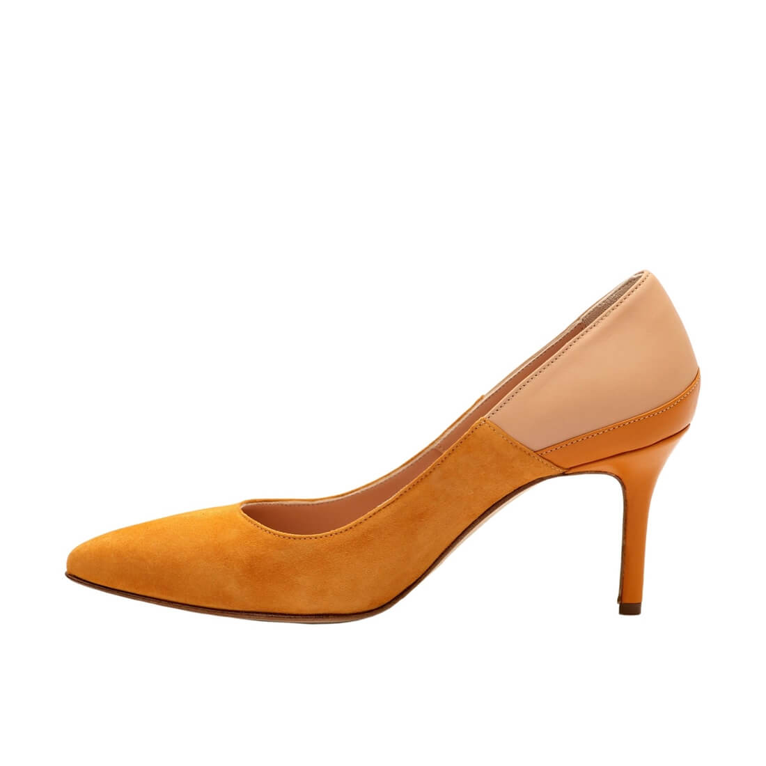 Туфлі човники SITELLE Emma 70мм медово-бежеві замшеві зі шкіряними вставками — фото 3