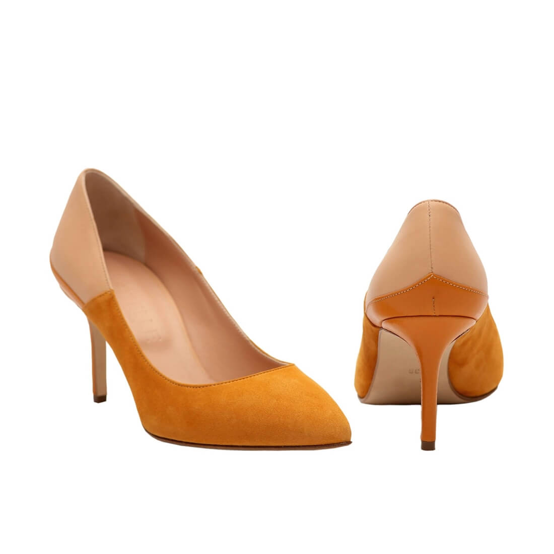 Туфлі човники SITELLE Emma 70мм медово-бежеві замшеві зі шкіряними вставками — фото 4