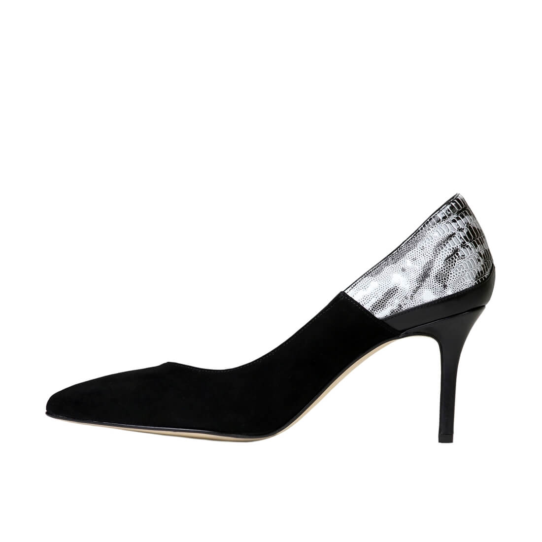 Туфли лодочки SITELLE Emma 70мм черные замшевые с кожаными вставками — фото 4