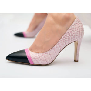 Туфлі човники SITELLE Lina 80мм бузкові шкіряні з обробкою під крокодилову шкіру