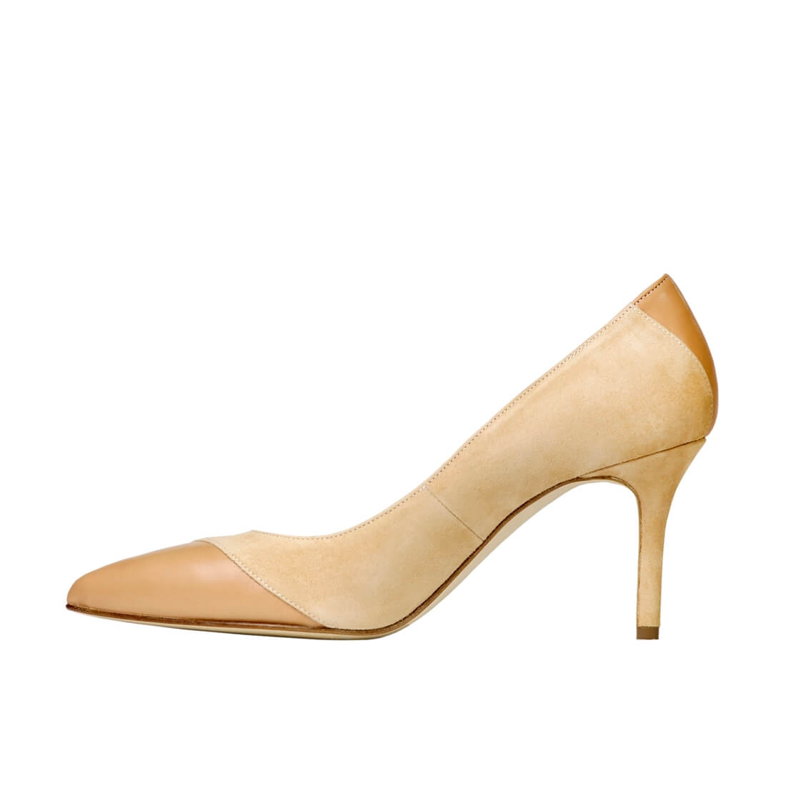 Туфли лодочки SITELLE Maggy 70мм бежевые замшевые с кожаными вставками — фото 3