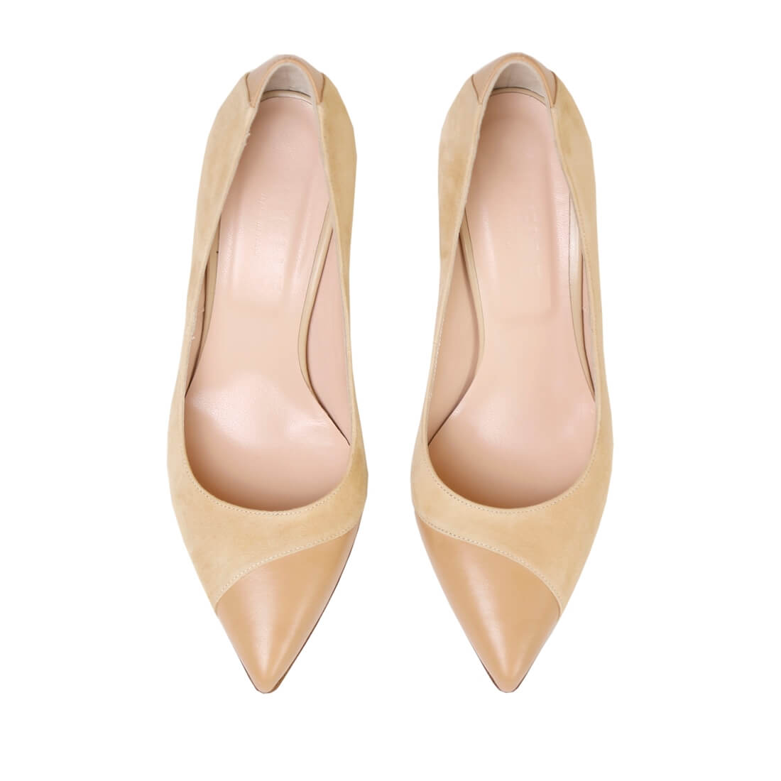 Туфли лодочки SITELLE Maggy 70мм бежевые замшевые с кожаными вставками — фото 5