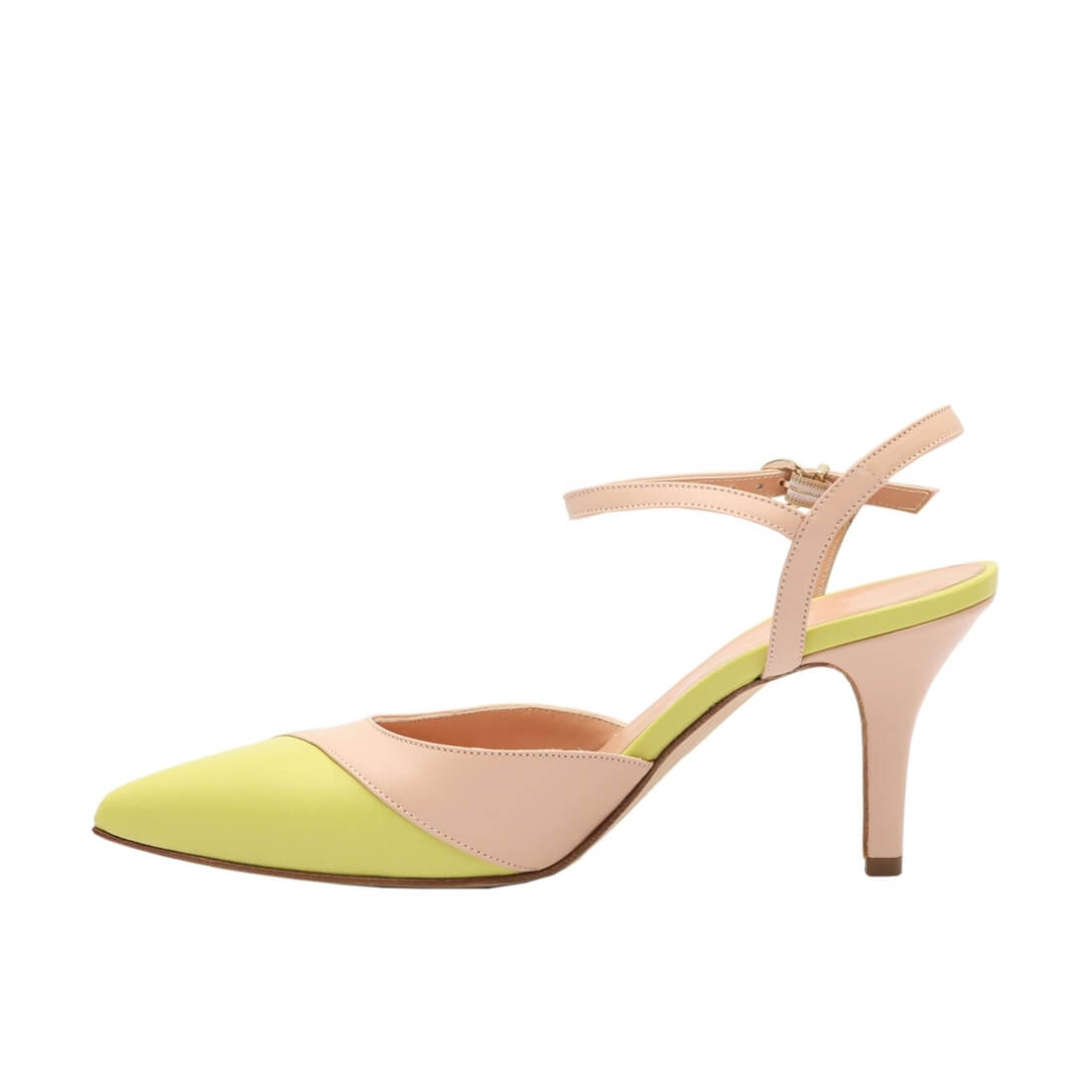 Босоніжки SITELLE Reese 70мм бежево-рожеві з салатовим шкіряні — фото 4