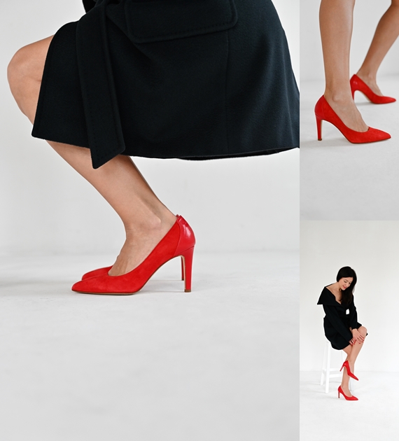 Итальянская обувь SITELLE: Туфли лодочки SITELLE Anna 80мм красные замшевые с кожаными вставками — фото 11 Туфли лодочки SITELLE Anna 80мм красные замшевые с кожаными вставками — фото 11