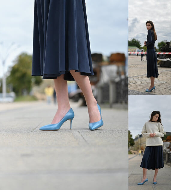 Туфлі човники SITELLE Kristi 70мм лазурово-блакитні шкіряні — фото 15