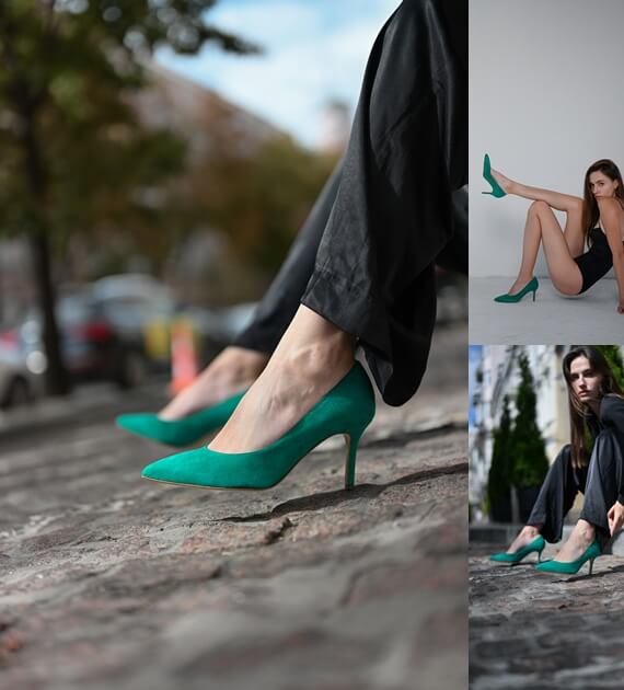 Italian shoes SITELLE: Kristi Pumps Emerald Green Suede 70 — photo 13 Kristi Pumps Emerald Green Suede 70 — photo 13