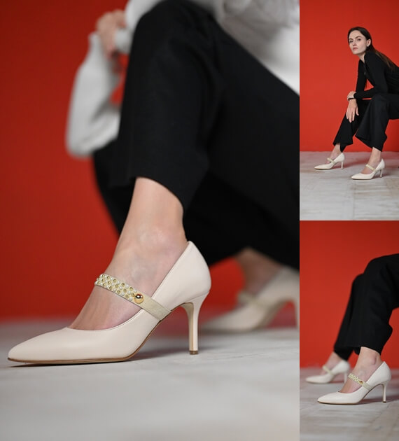 Італійське взуття SITELLE: Туфлі човники SITELLE Mary 70мм молочно-білі шкіряні — фото 13 Туфлі човники SITELLE Mary 70мм молочно-білі шкіряні — фото 13